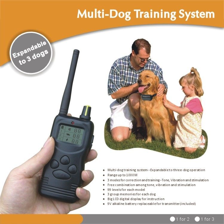 1000M LCD Fernhaustier-Trainings-Kragen für 2 Hunde mit statischem Schock/Erschütterung/Signalton